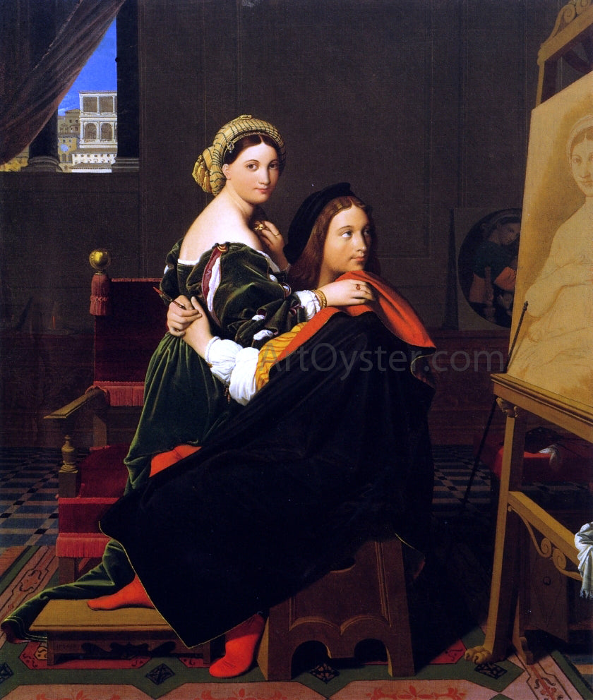 Raphael and La Fornarina by Jean-Auguste-Dominique Ingres - Hand-Painted  Oil Painting on Canvas, image size:840x992