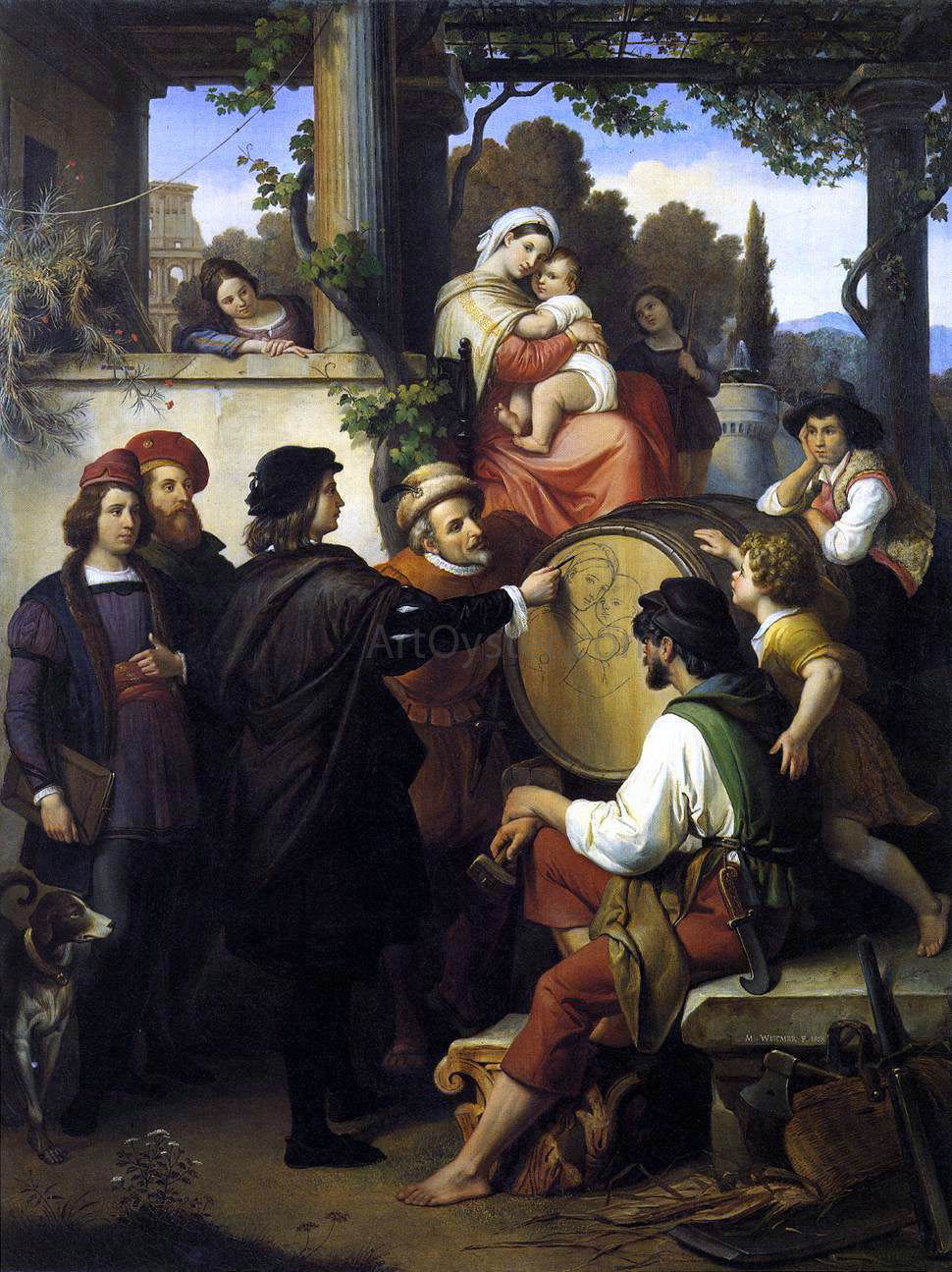Johann Michael Wittmer Raphael's First Sketch of the 'Madonna della Sedia' - Hand Painted Oil Painting