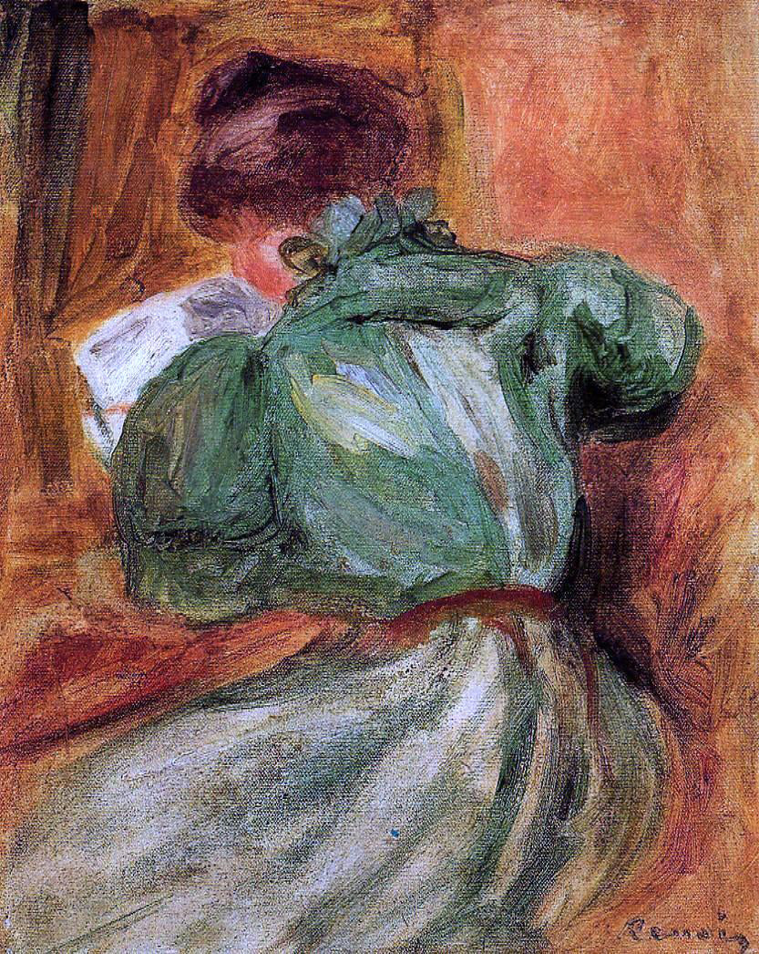 Pierre Auguste Renoir Reader in Green - Hand Painted Oil Painting