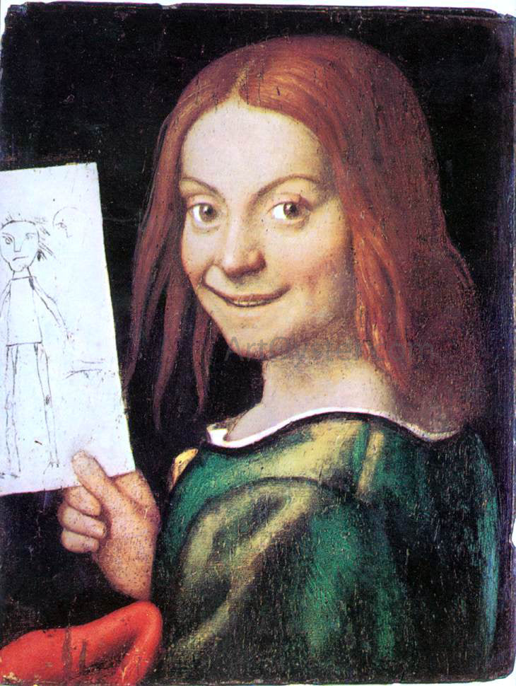 Giovanni Francesco Caroto Read-headed Youth Holding a Drawing - Hand Painted Oil Painting