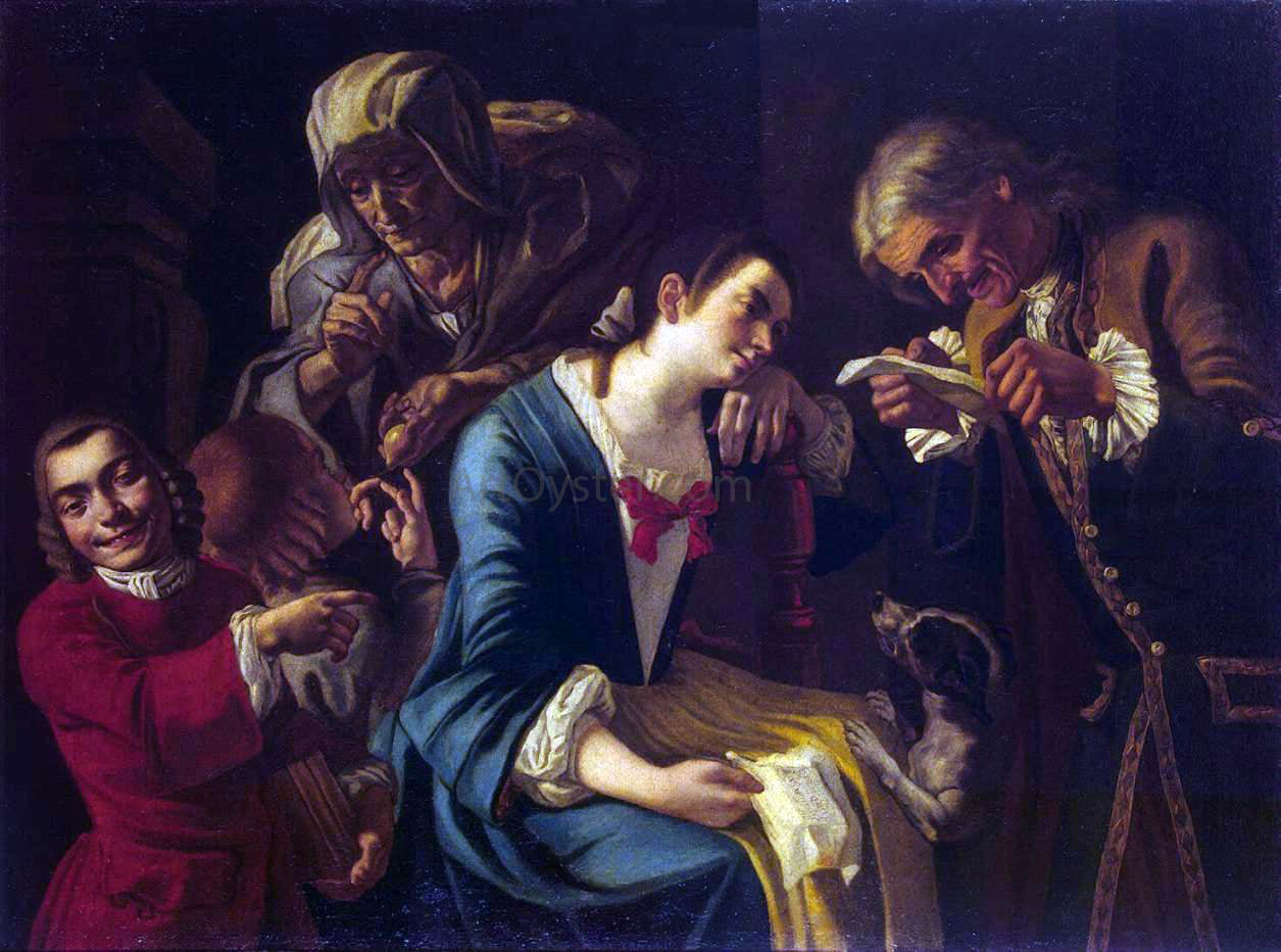 Gaspare Traversi Reading a Letter - Hand Painted Oil Painting