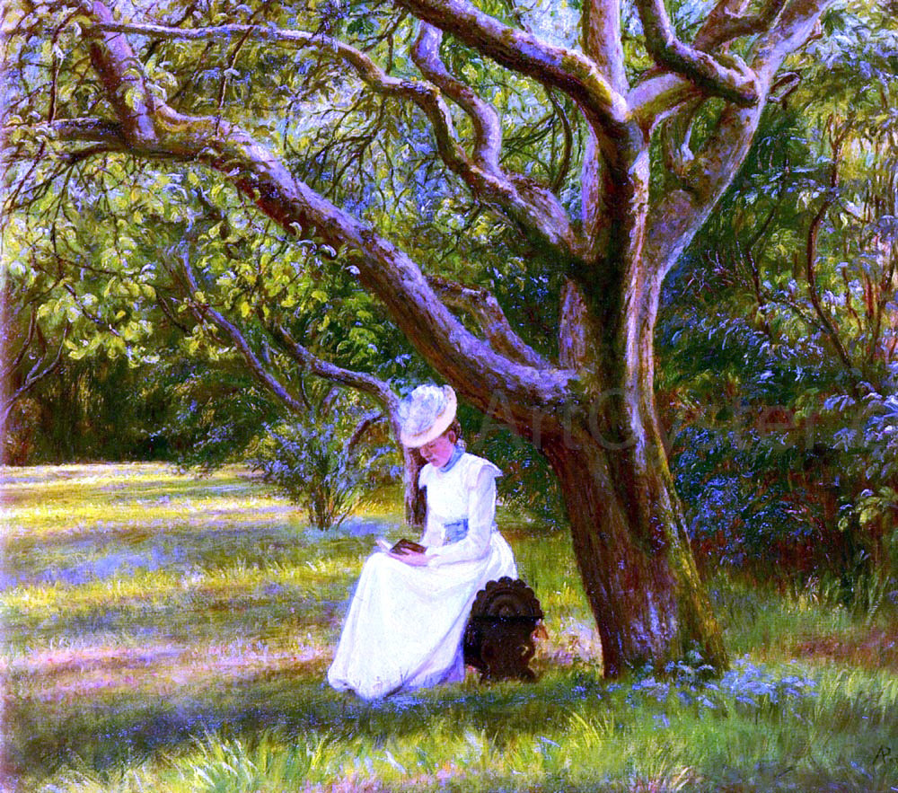 Micholine Christine Poulsen Reading In The Park - Hand Painted Oil Painting