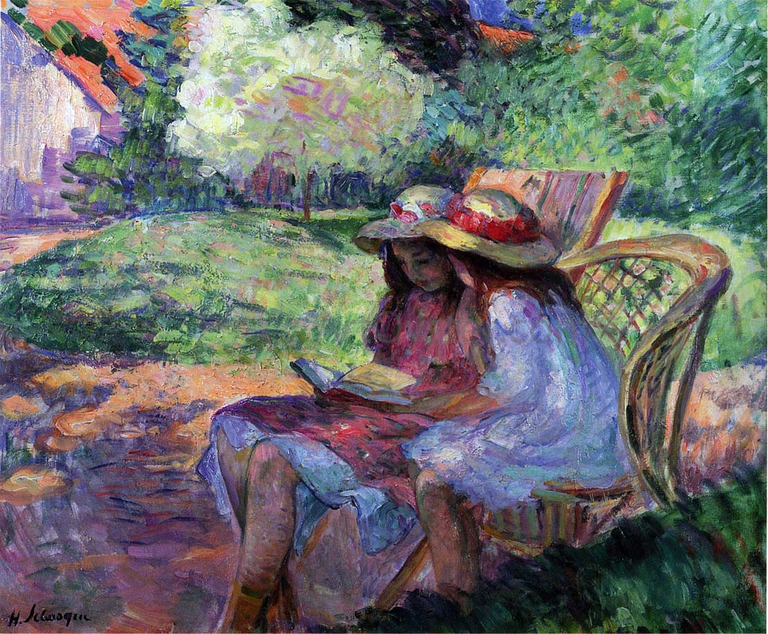 Henri Lebasque Reading in the park - Hand Painted Oil Painting