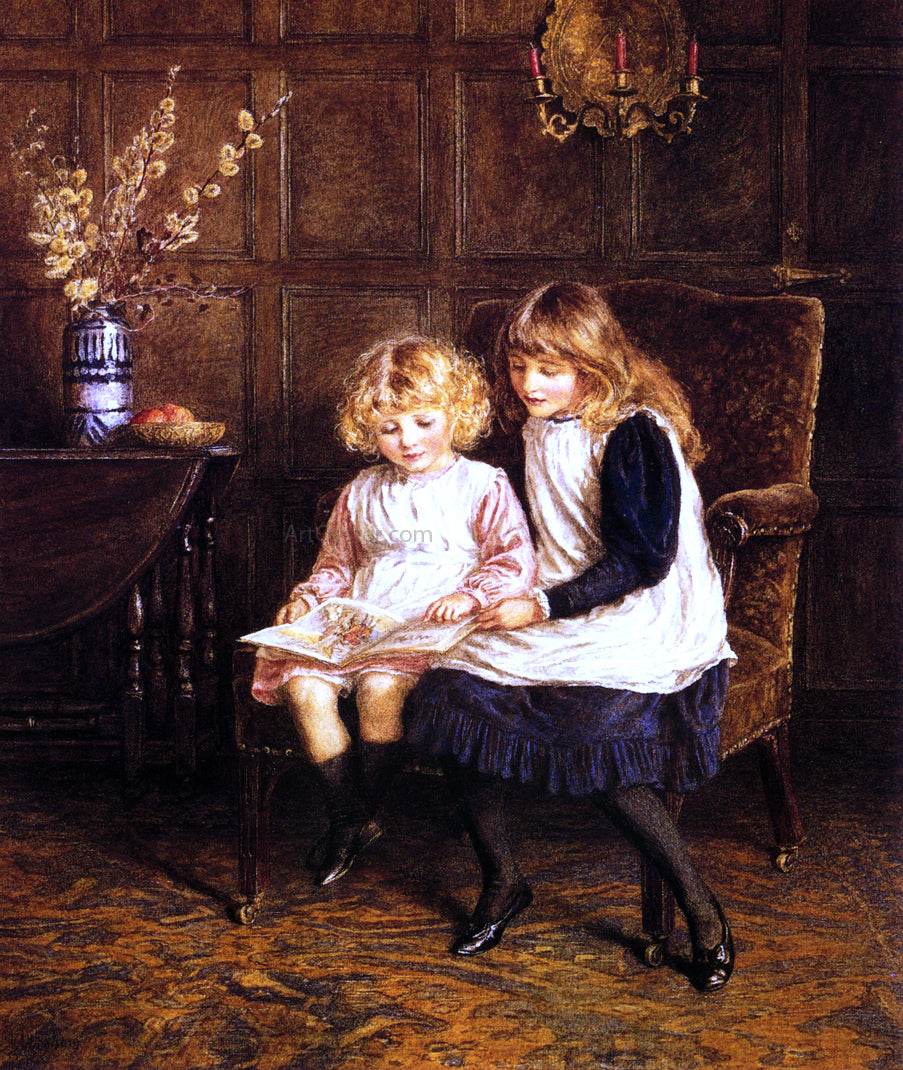 Helen Allingham Reading Lesson - Hand Painted Oil Painting