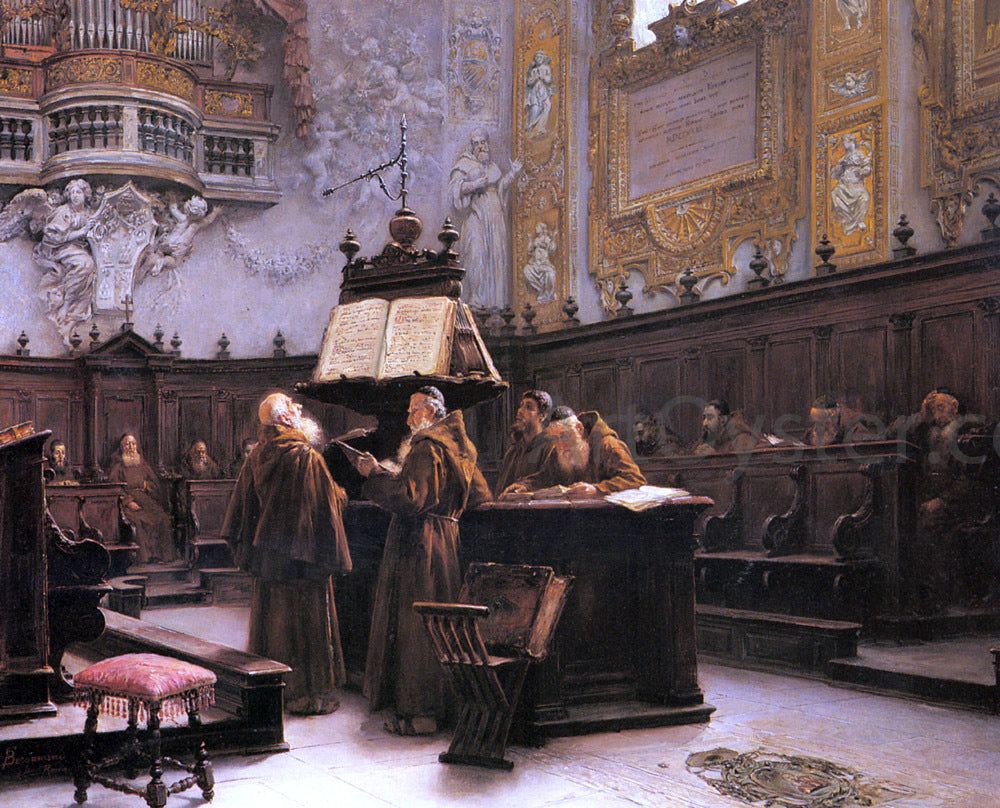 Francesco Bergamini Reading the Choir Notes - Hand Painted Oil Painting
