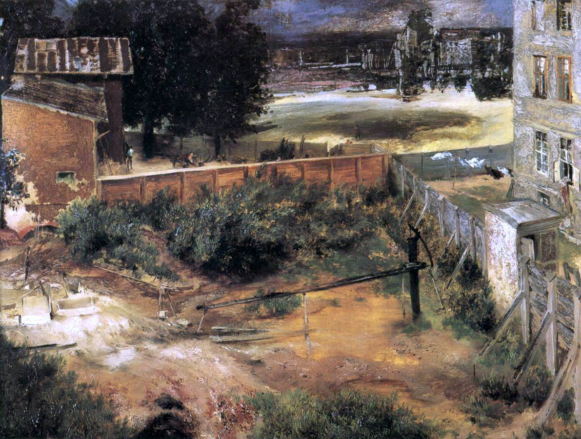 Adolph Von Menzel Rear of House and Backyard - Hand Painted Oil Painting