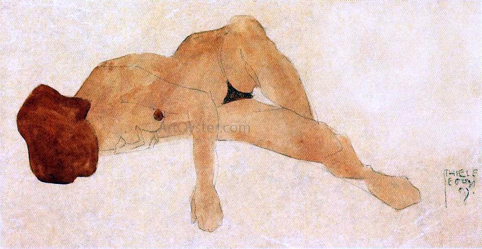 Egon Schiele Reclining Female Nude - Hand Painted Oil Painting