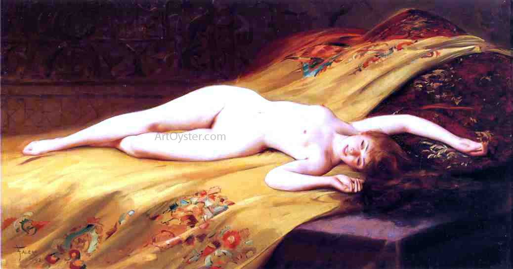 Luis Ricardo Falero Reclining Nude - Hand Painted Oil Painting
