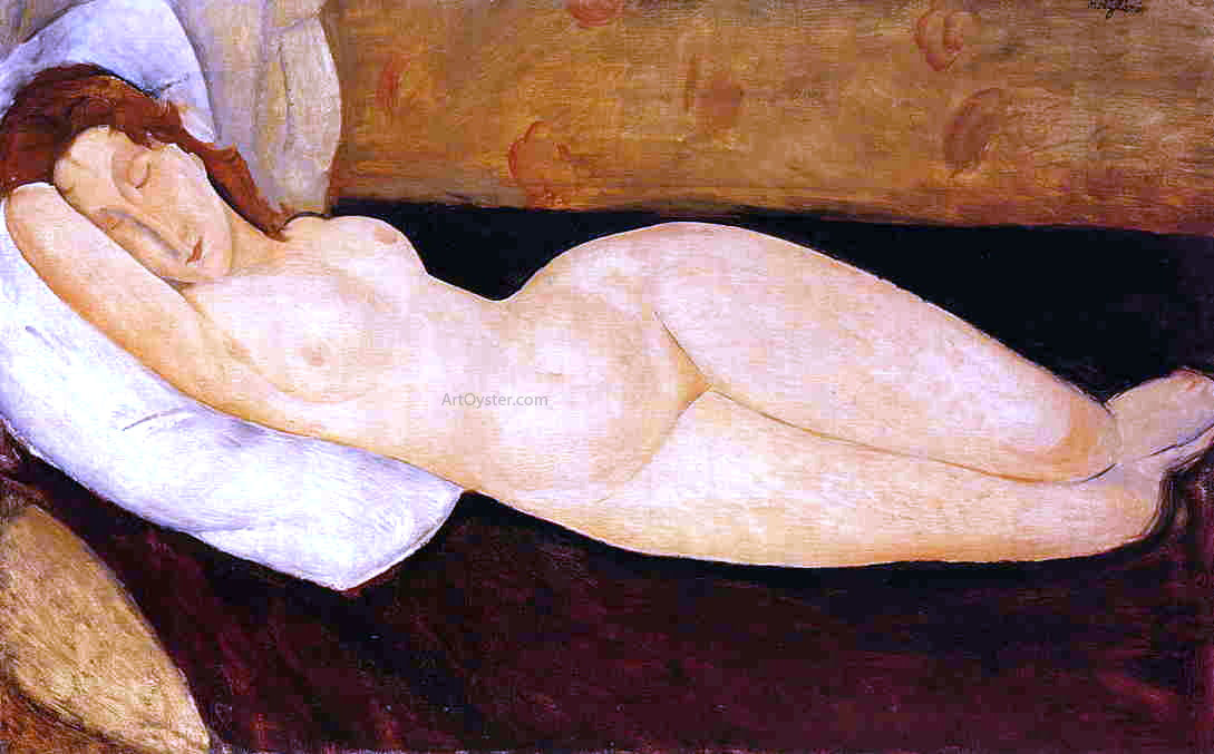 Amedeo Modigliani Reclining Nude, Head Resting on Right Arm (also known as Nude on a Couch) - Hand Painted Oil Painting