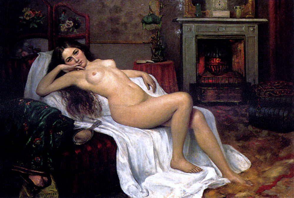 Sergei Semenovich Egornov A Reclining Nude On A Draped Sofa - Hand Painted Oil Painting