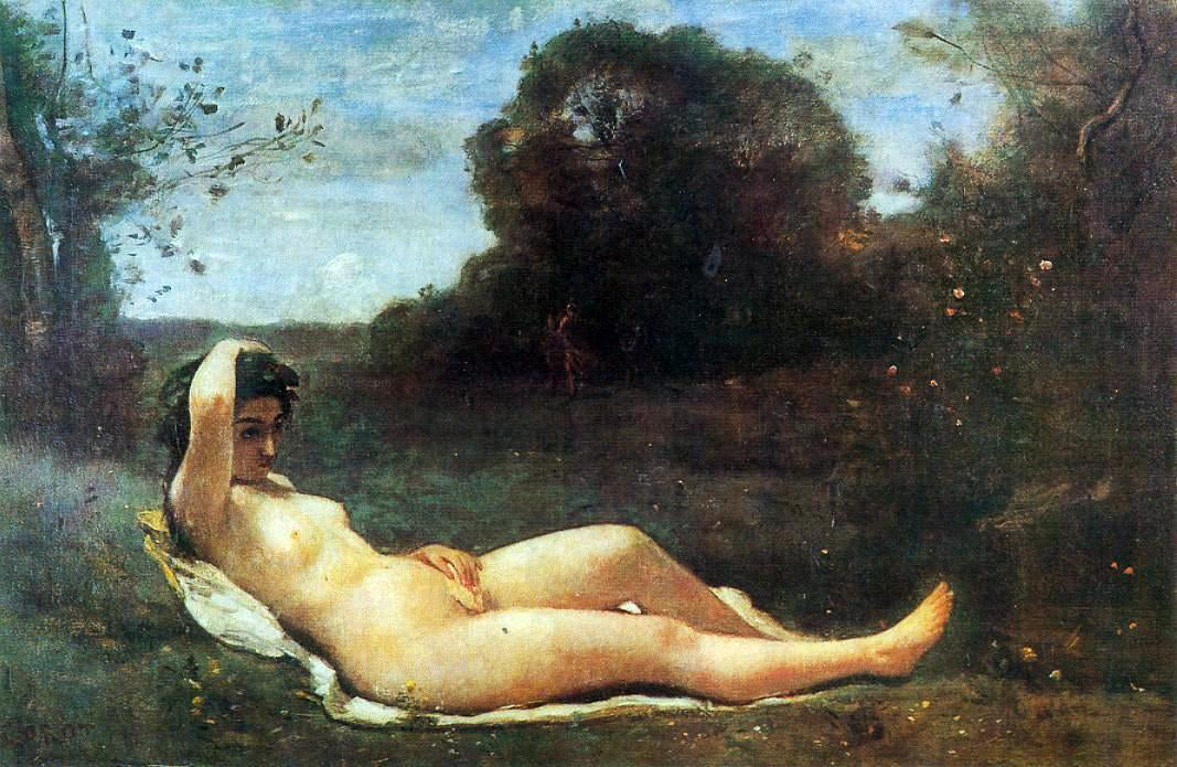 Jean-Baptiste-Camille Corot Reclining Nymph - Hand Painted Oil Painting