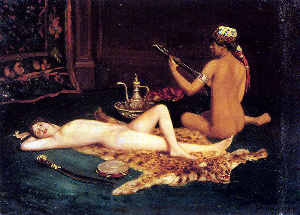 Hermann Fenner Behmer Reclining Odalisque - Hand Painted Oil Painting