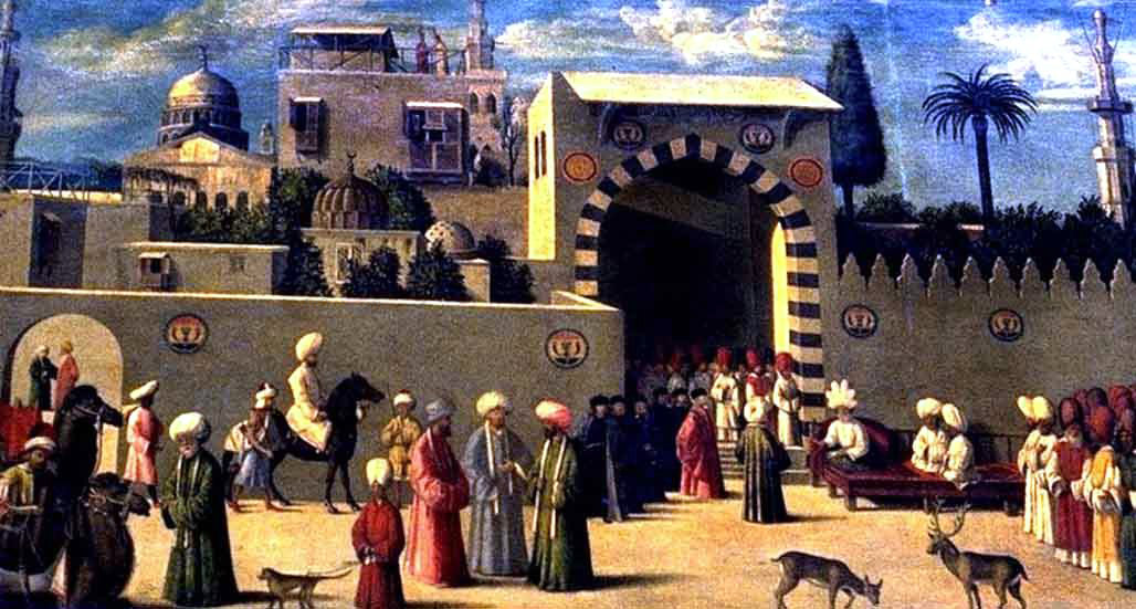 Gentile Bellini Recognition of the Ambassador Domenico Trevisano at Alicatre - Hand Painted Oil Painting