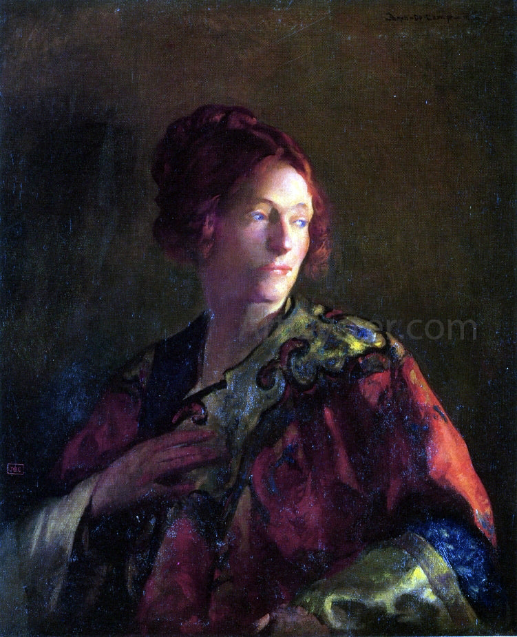 Joseph DeCamp Red and Gold (also known as Portrait of Miss Pearson) - Hand Painted Oil Painting