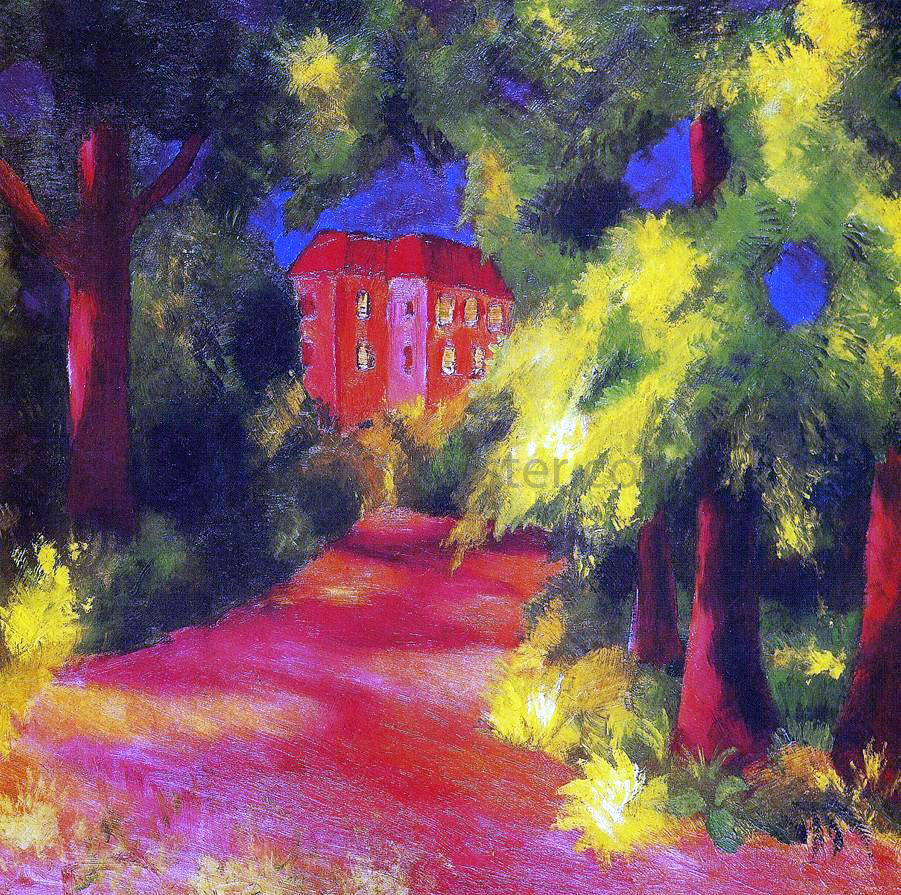 August Macke Red House in a Park - Hand Painted Oil Painting