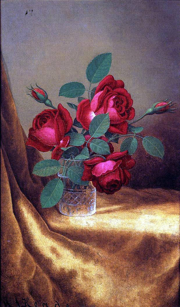 Martin Johnson Heade Red Roses in a Crystal Goblet - Hand Painted Oil Painting