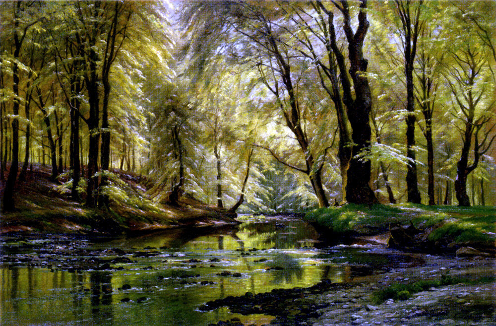 Johannes Boesen Reflections In A Stream - Hand Painted Oil Painting