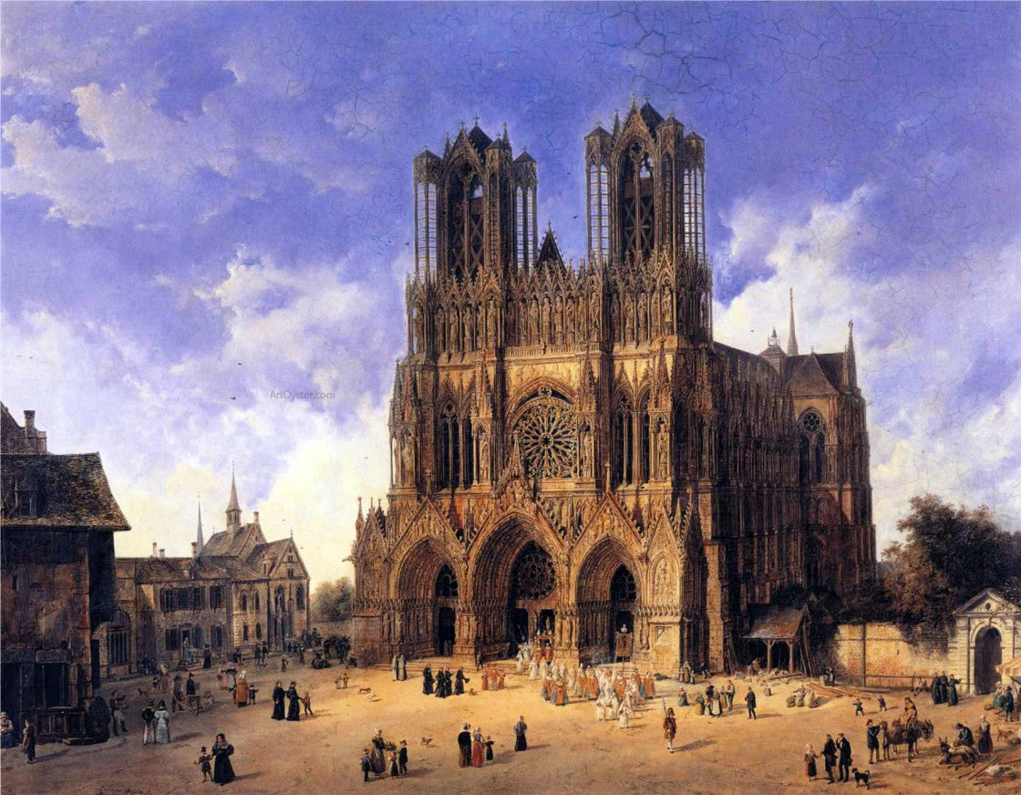 Domenico Quaglio Reims Cathedral - Hand Painted Oil Painting