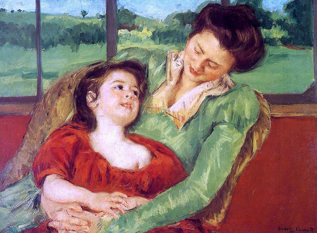 Mary Cassatt Reine Lefebre and Margot before a Window - Hand Painted Oil Painting