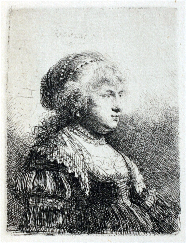 Rembrandt Van Rijn Rembrandt's Wife with Pearls in her Hair - Hand Painted Oil Painting