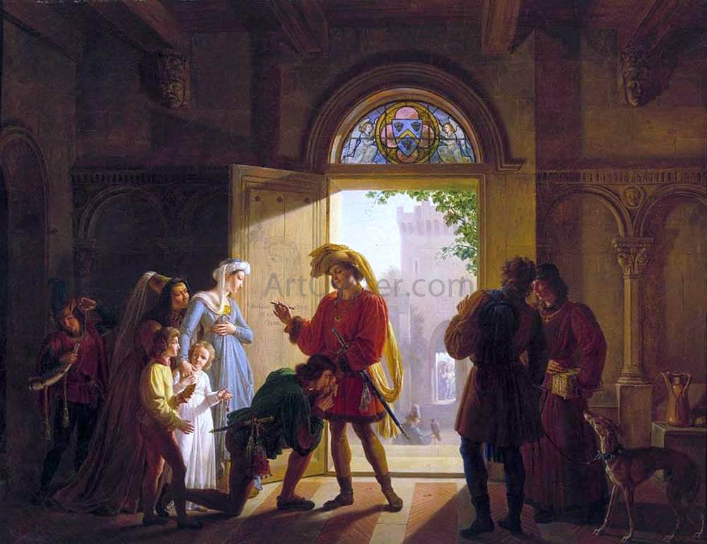 Pierre Revoil Rene d'Anjou at Palamede de Forbin - Hand Painted Oil Painting