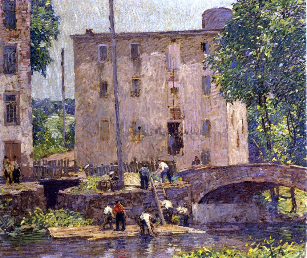 Robert Spencer Repairing the Bridge - Hand Painted Oil Painting