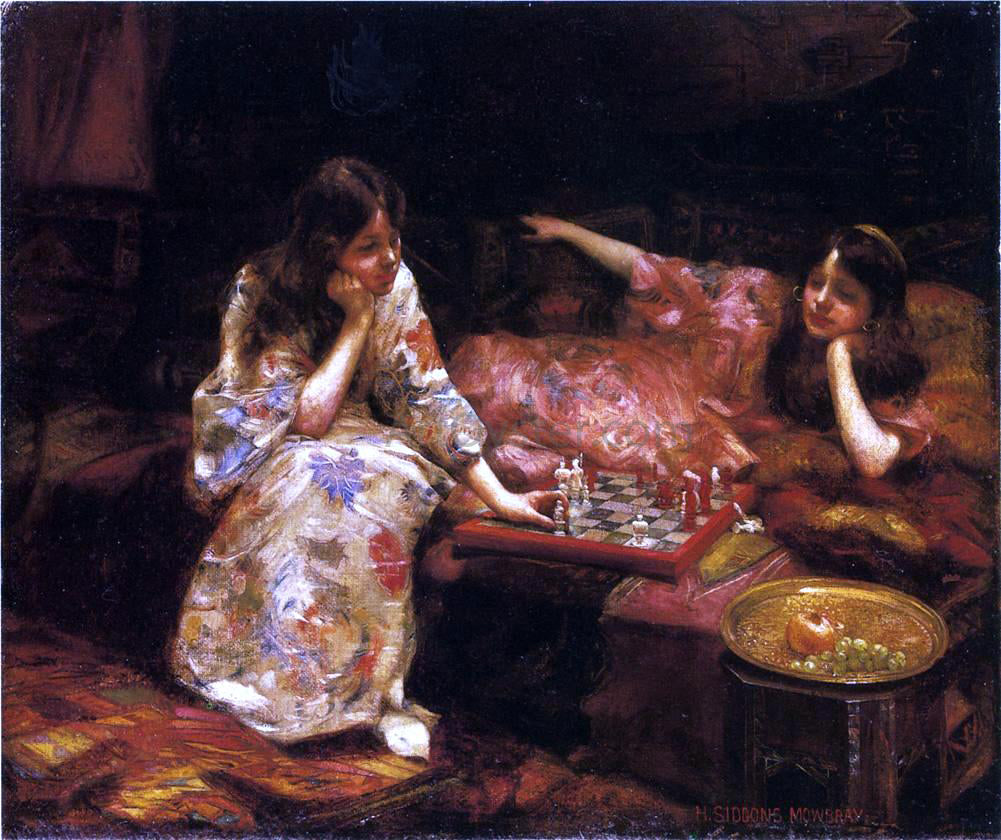  Henry Siddons Mowbray Repose - A Game of Chess - Hand Painted Oil Painting