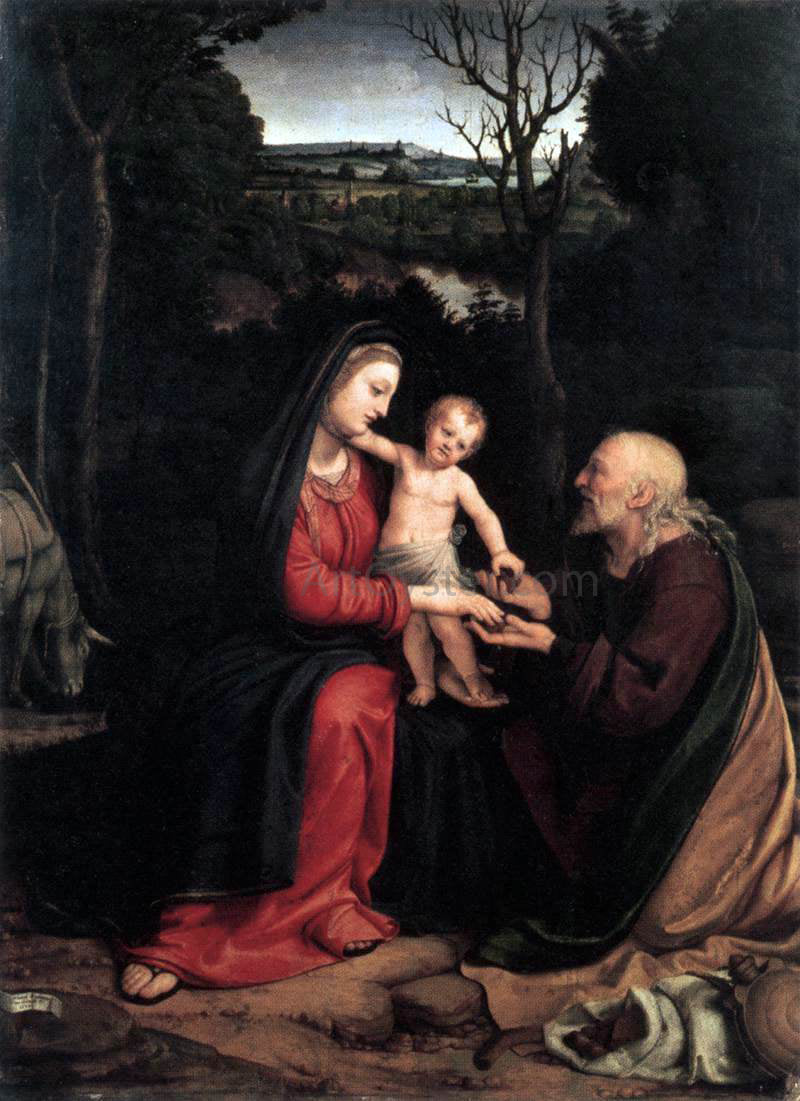 Andrea Solario Rest During the Flight to Egypt - Hand Painted Oil Painting