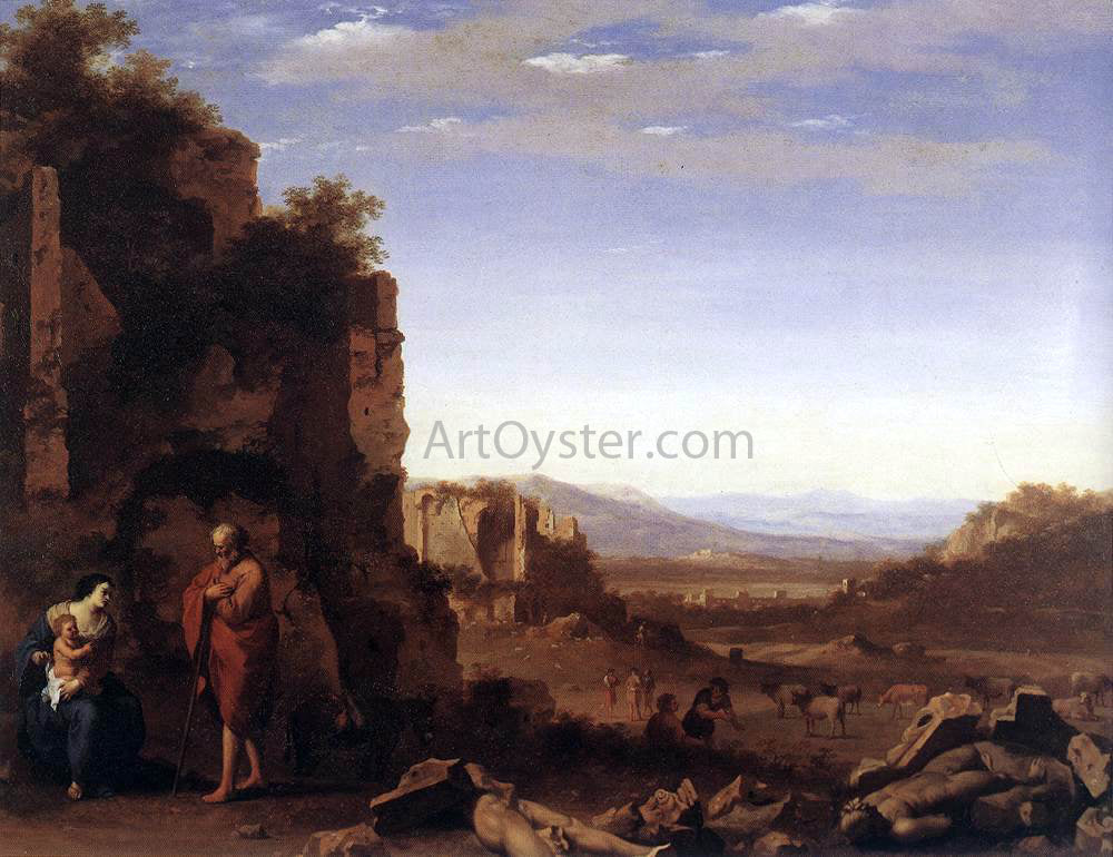 Cornelis Van Poelenburgh Rest on the Flight into Egypt - Hand Painted Oil Painting