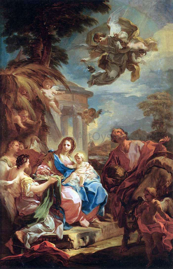 Corrado Giaquinto Rest on the Flight into Egypt - Hand Painted Oil Painting