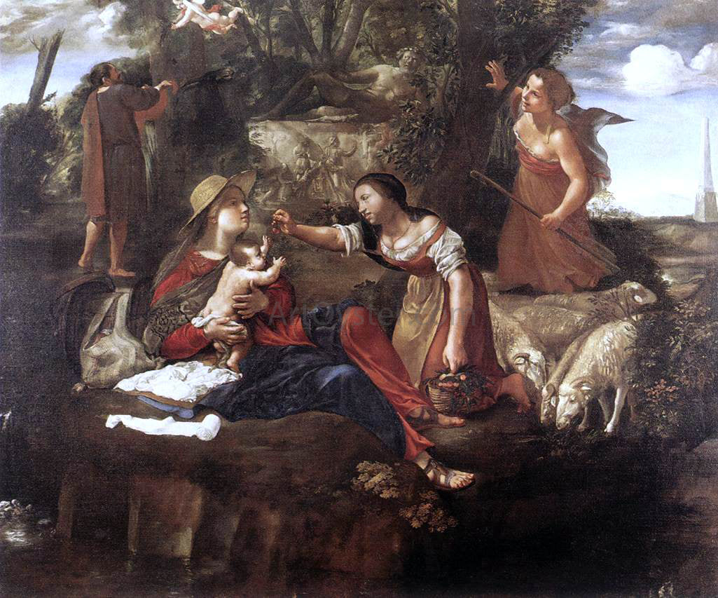  Angelo Caroselli Rest on the Flight into Egypt - Hand Painted Oil Painting