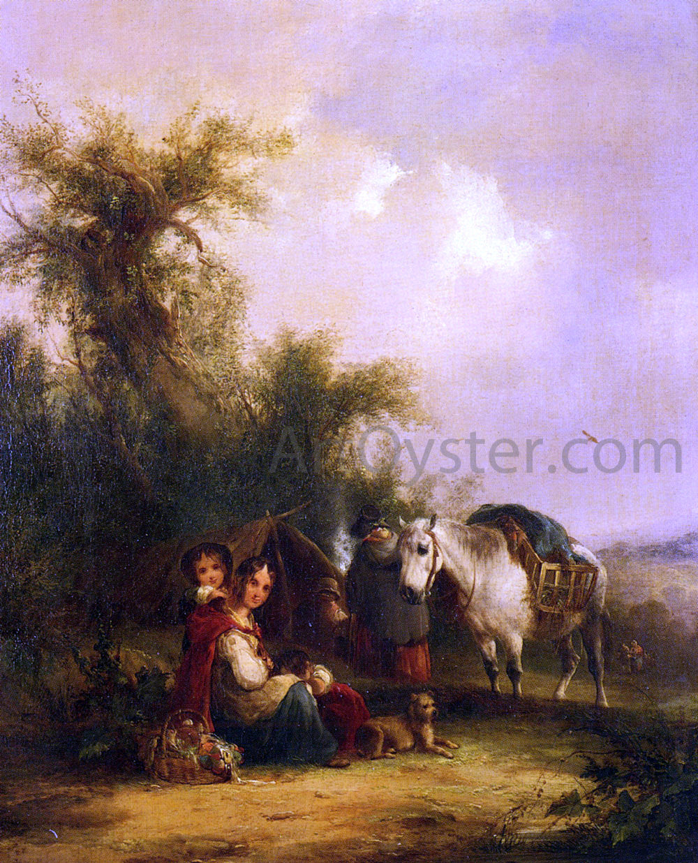 Senior William Shayer Resting Along The Trail - Hand Painted Oil Painting