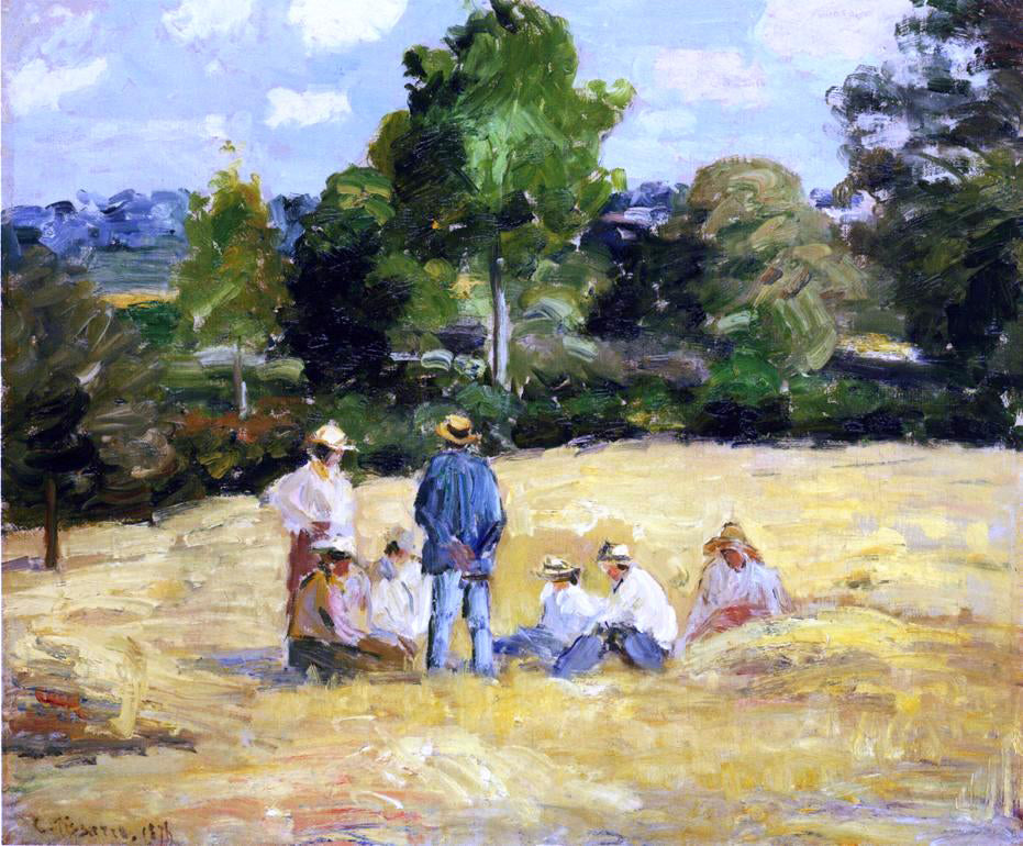 Camille Pissarro Resting Harvesters, Montfoucault - Hand Painted Oil Painting