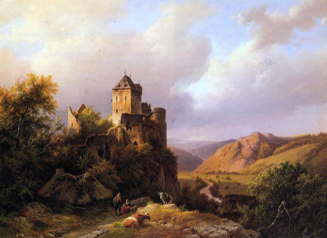Barend Cornelis Koekkoek Resting on the Way to Pasture - Hand Painted Oil Painting