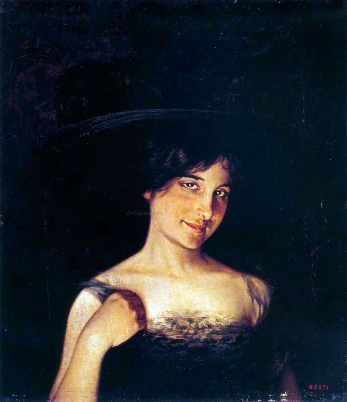 Alexandre De Riquer Retrato de Mujer - Hand Painted Oil Painting
