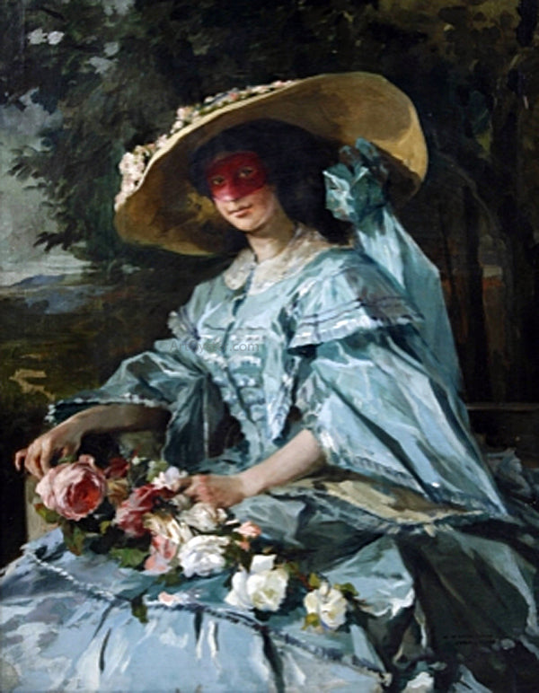 Julio Vila Prades Retrato de Mujer con Sombrero - Hand Painted Oil Painting