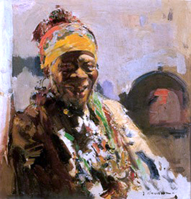  Jose Navarro Llorens Retrato de Negra - Hand Painted Oil Painting