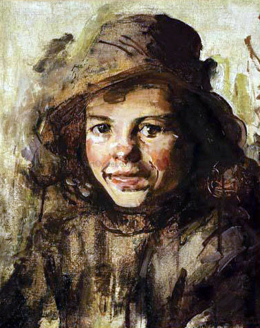 Jose Navarro Llorens Retrato de Nina - Hand Painted Oil Painting
