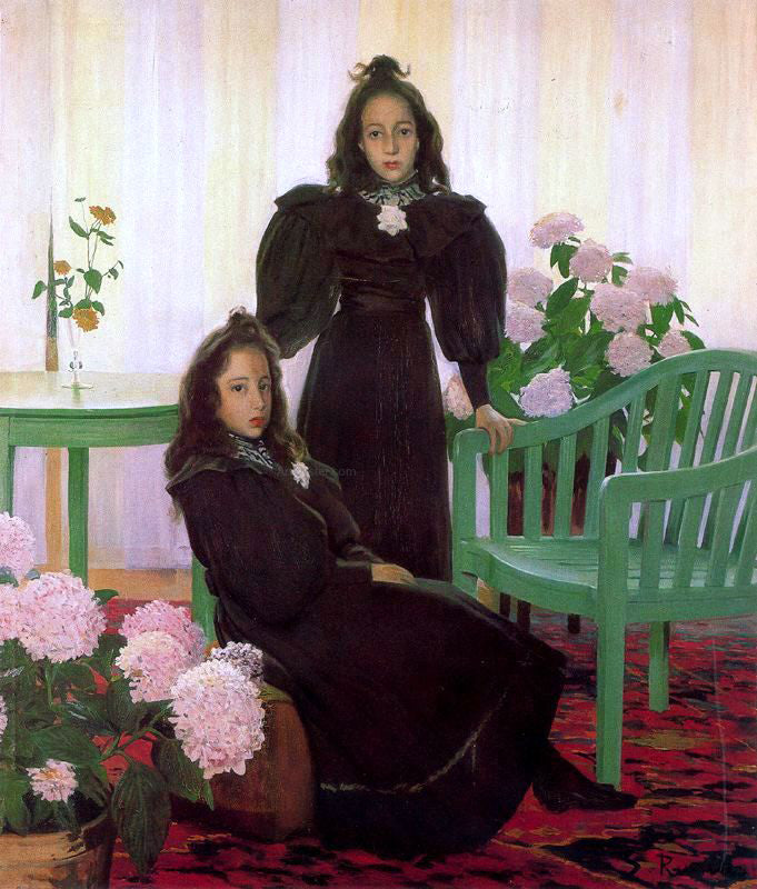 Santiago Rusinol Prats Retratro de Gemelas - Hand Painted Oil Painting