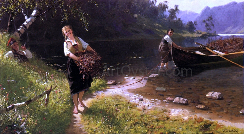  Hans Dahl Returning from a Day's Outing - Hand Painted Oil Painting