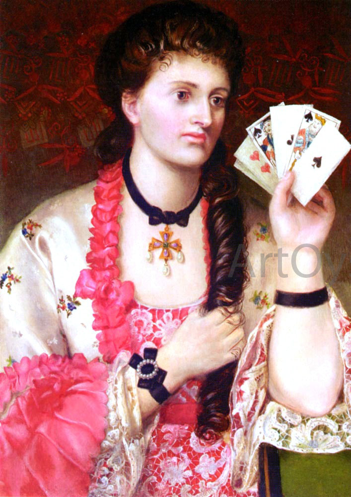 Emma Sandys Revealing Her Hand - Hand Painted Oil Painting
