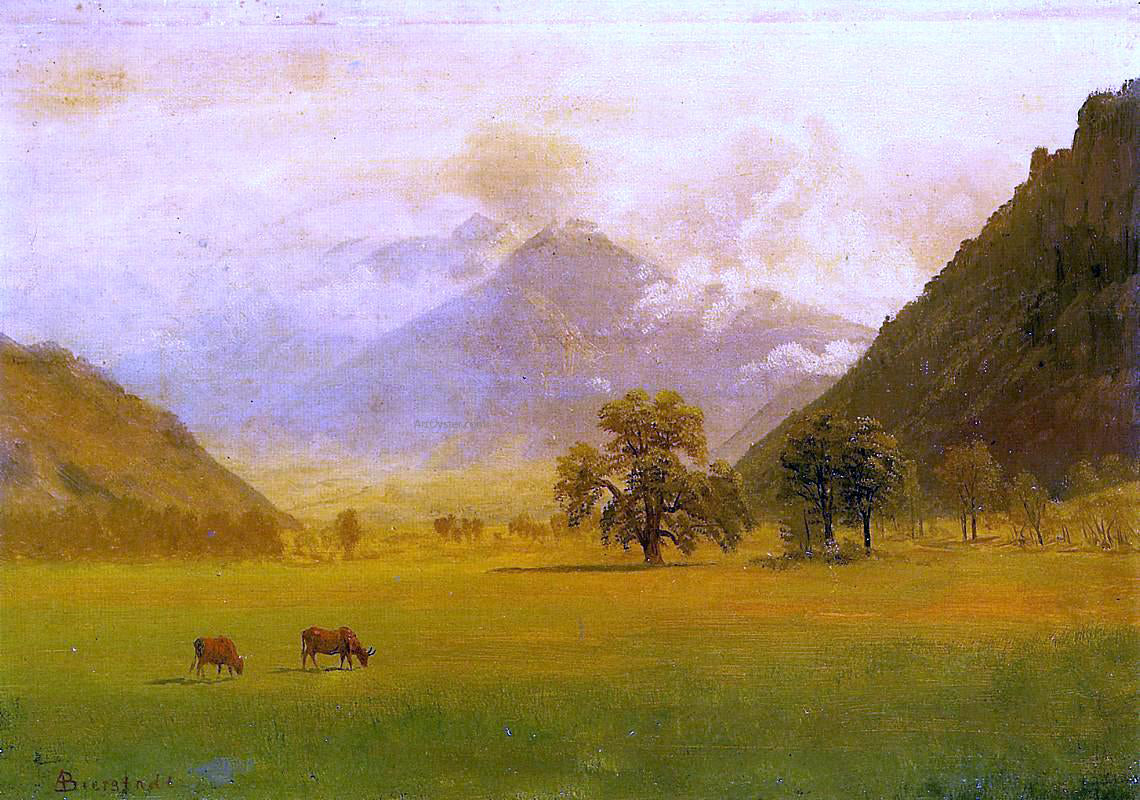 Albert Bierstadt Rhone Valley - Hand Painted Oil Painting