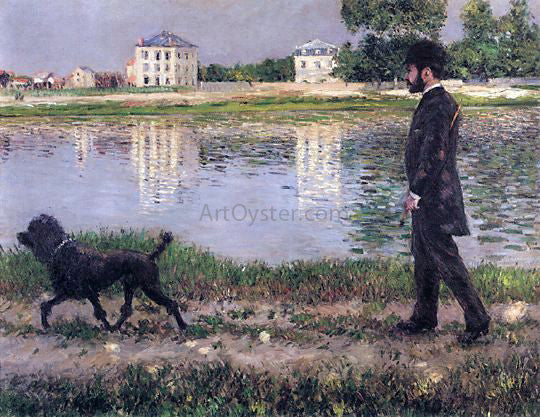 Gustave Caillebotte Richard Gallo and His Dog at Petit Gennevilliers - Hand Painted Oil Painting