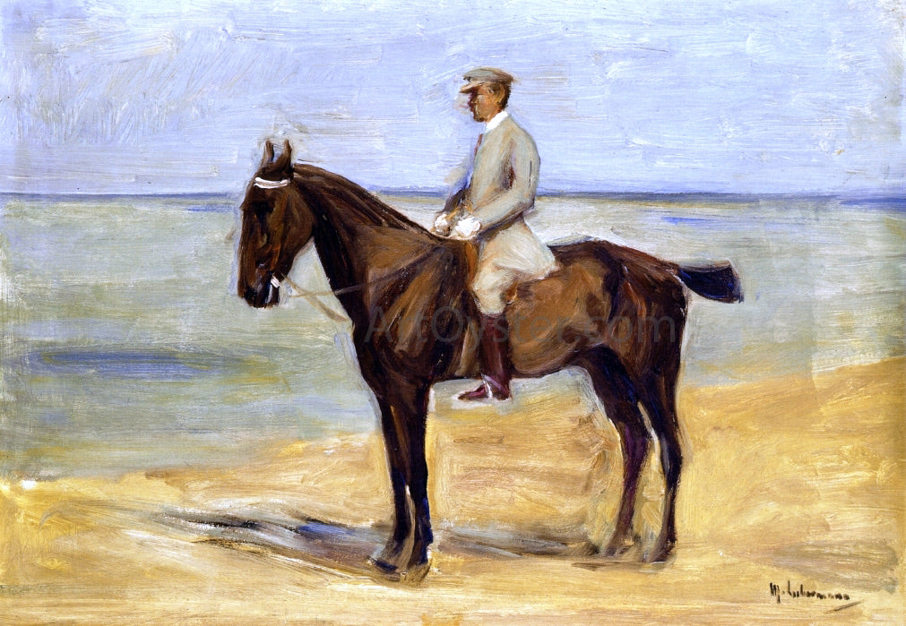 Max Liebermann Rider on the Beach Facing Left - Hand Painted Oil Painting