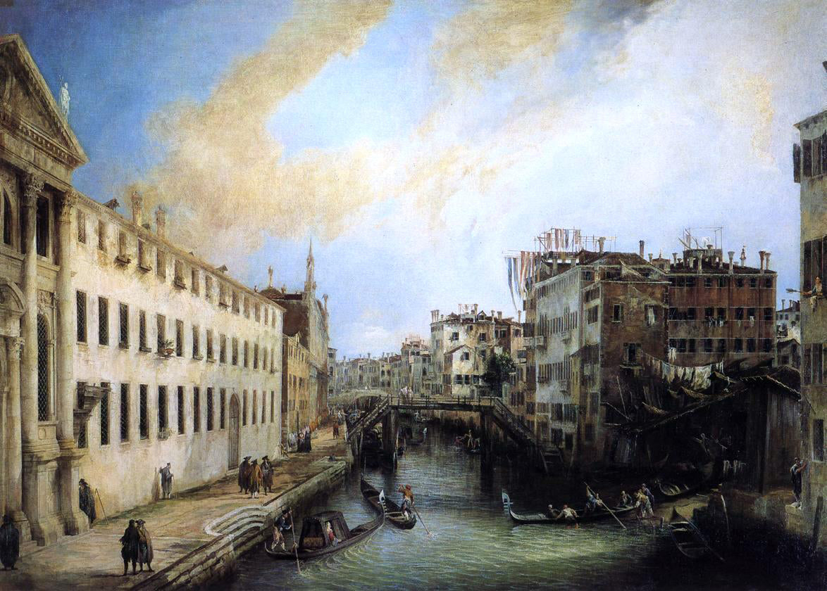 Canaletto Rio dei Mendicanti: Looking South - Hand Painted Oil Painting