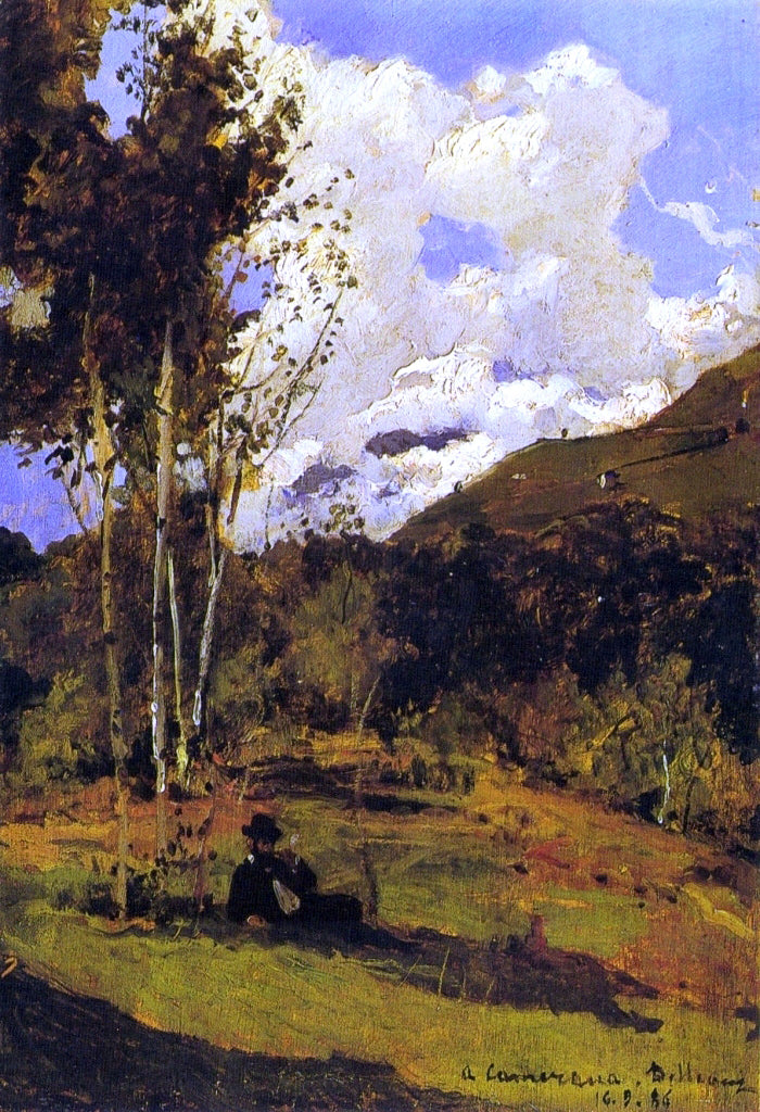 Lorenzo Delleani Riposo (also known as "A Camerana") - Hand Painted Oil Painting