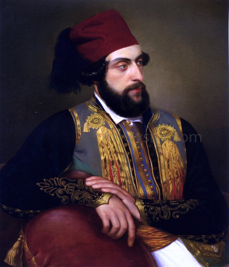 Felice Schiavoni Ritratto Maschile in Costume Greco - Hand Painted Oil Painting