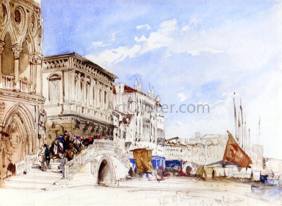  William Callow RWS Riva degli Schiavoni, Venice - Hand Painted Oil Painting
