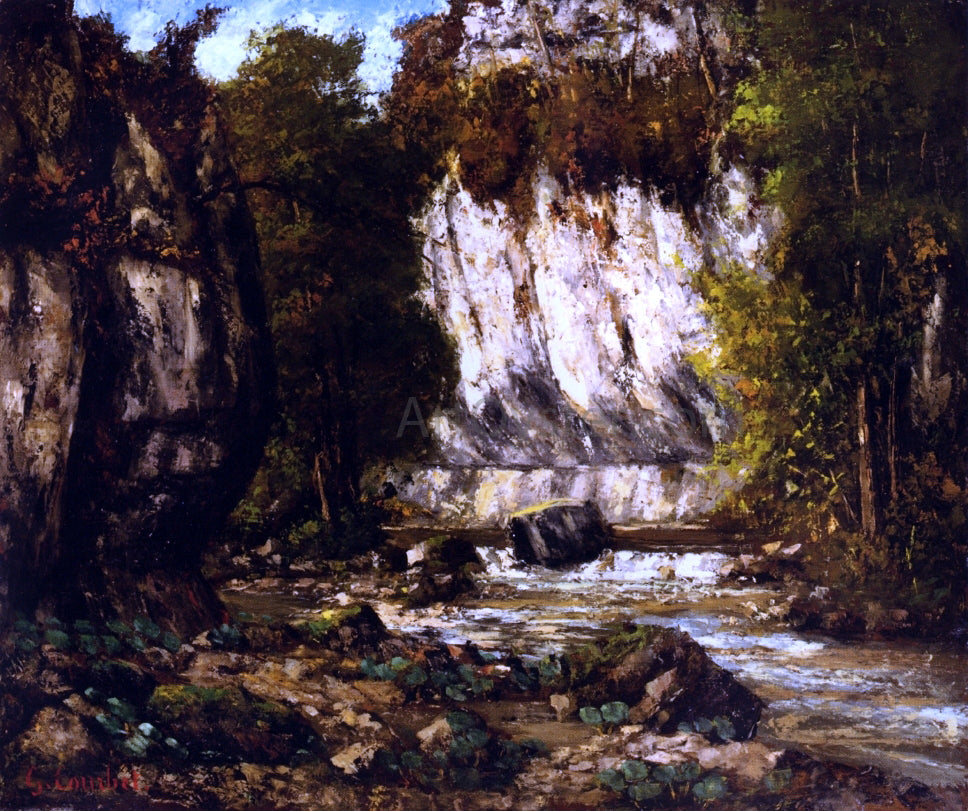 Gustave Courbet River and Cliff - Hand Painted Oil Painting