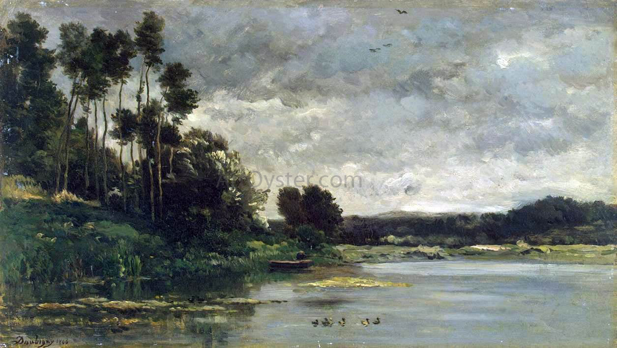Charles Francois Daubigny River Bank - Hand Painted Oil Painting